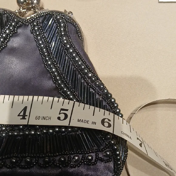 Buoux Terner Mini Grey Beaded Evening Bag - Picture 6 of 8